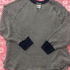 American Eagle Outfitters Navy and Cream Striped Sweater
